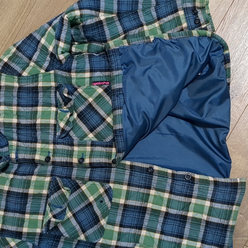 GOTCHA Farmland Flannel Quilted JACKET Bottle Green  Mens size Large - Picture 5 of 10